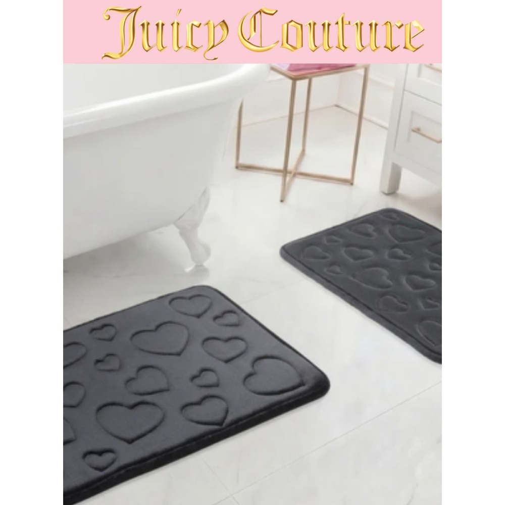 Juicy Couture Home Set Of 2 Heart-Embossed Memory Foam Bath Rugs